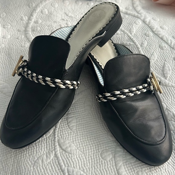 1901 Shoes - 1901 Black Mules with Gold and White Detail